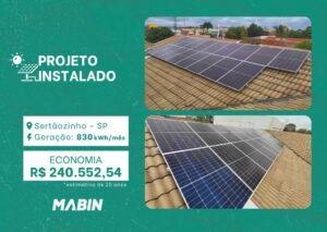 Projeto realizado pela MABIN Energia Solar em Sertãozinho/SP, com capacidade instalada de 7,82kWp, 17 módulos 460W e 01 inversor de 8kWp.