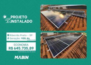 Projeto realizado pela MABIN Energia Solar em Ribeirão Preto/SP, com capacidade instalada de 7,82kWp, 17 módulos 460W e 01 inversor de 8kWp.