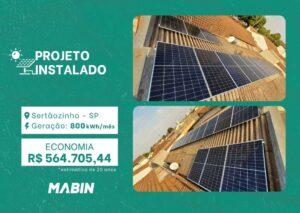 Projeto realizado pela MABIN Energia Solar em Sertãozinho/SP, com capacidade instalada de 6,90kWp, 15 módulos 460W e 01 inversor de 6kWp.