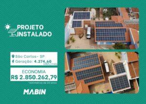 Projeto realizado pela MABIN Energia Solar em São Carlos/SP, com capacidade instalada de 36,80kWp, 80 módulos 460W e 01 inversor de 30kWp.