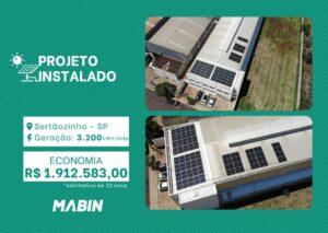 Projeto realizado pela MABIN Energia Solar em Sertãozinho/SP, com capacidade instalada de 27,60kWp, 60 módulos 460W e 01 inversor de 20kWp.