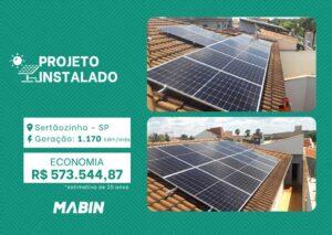 Projeto realizado pela MABIN Energia Solar em Sertãozinho/SP, com capacidade instalada de 9,66kWp, 21 módulos 460W e 01 inversor de 8kWp.