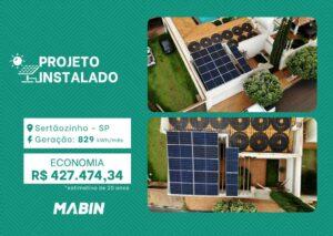 Projeto realizado pela MABIN Energia Solar em Sertãozinho/SP, com capacidade instalada de 6,78kWp, 12 módulos 565W e 01 inversor de 8kWp.