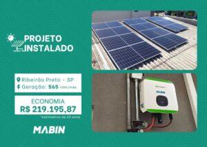 Projeto realizado pela MABIN Energia Solar em Ribeirão Preto/SP, com capacidade instalada de 5,06kWp, 11 módulos 460W e 01 inversor de 5kWp.