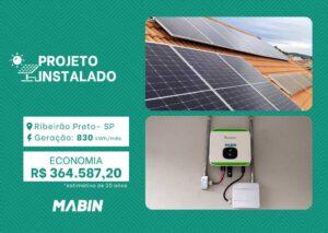 Projeto realizado pela MABIN Energia Solar em Ribeirão Preto/SP, com capacidade instalada de 6,90kWp, 15 módulos 460W e 01 inversor de 6kWp.