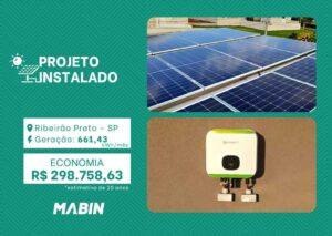 Projeto realizado pela MABIN Energia Solar em Ribeirão Preto/SP, com capacidade instalada de 5,52kWp, 12 módulos 460W e 1 inversor Growatt 5kWp.