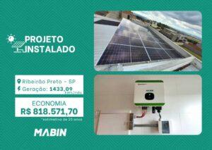 Projeto realizado pela MABIN Energia Solar em Ribeirão Preto/SP, com capacidade instalada de 12,42kWp, 27 módulos 460W e 01 inversor de 10kWp.