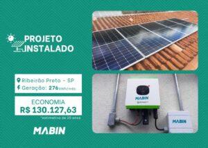 Projeto realizado pela MABIN Energia Solar em Ribeirão Preto/SP, com capacidade instalada de 2,30kWp, 05 módulos 460W e 01 inversor de 2kWp.