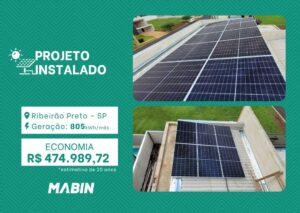 Projeto realizado pela MABIN Energia Solar em Ribeirão Preto/SP, com capacidade instalada de 7,36kWp, 16 módulos 460W e 01 inversor de 8kWp.