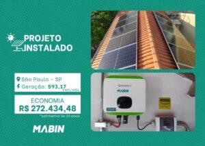 Projeto realizado pela MABIN Energia Solar em São Paulo/SP, com capacidade instalada de 5,58kWp, 12 módulos 465W e 01 inversor de 5kWp.