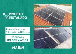 Projeto realizado pela MABIN Energia Solar em Sertãozinho/SP, com capacidade instalada de 8,37kWp, 18 módulos 465W e 01 inversor de 8kWp.