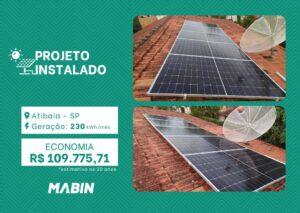 Projeto realizado pela MABIN Energia Solar em Atibaia/SP, com capacidade instalada de 2,3kWp, 05 módulos 460W e 01 inversor de 2kWp.