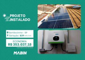 Projeto realizado pela MABIN Energia Solar em Sertãozinho/SP, com capacidade instalada de 7,05kWp, 15 módulos 470W e 01 inversor de 6kWp.