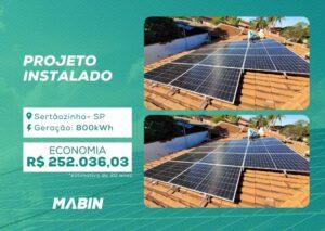 Projeto realizado pela MABIN Energia Solar em Sertãozinho/SP, com capacidade instalada de 6,58kWp, 14 módulos 470W e 01 inversor de 6kWp.