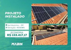 Projeto realizado pela MABIN Energia Solar em Sertãozinho/SP, com capacidade instalada de 3,29kWp, 07 módulos 470W e 01 inversor de 5kWp.