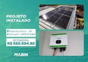 Projeto realizado pela MABIN Energia Solar em Ribeirão Preto/SP, com capacidade instalada de 11,28kWp, 24 módulos 470W e 01 inversor de 10kWp.