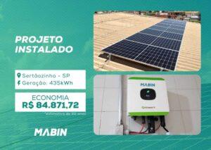 Projeto realizado pela MABIN Energia Solar em Sertãozinho/SP, com capacidade instalada de 3,76kWp, 08 módulos 470W e 01 inversor de 3kWp.
