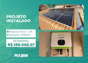 Projeto realizado pela MABIN Energia Solar em Ribeirão Preto/SP, com capacidade instalada de 4,7kWp, 10 módulos 470W e 1 inversor 5kW.