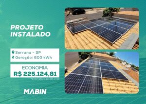 Projeto realizado pela MABIN Energia Solar em Serrana/SP, com capacidade instalada de 5,17 kWp, 11 módulos 470 W e 1 inversor 5 kW.