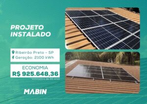 Projeto realizado pela MABIN Energia Solar em Ribeirão Preto/SP, com capacidade instalada de 18,8 kWp, 40 módulos 470 W e 2 inversores (10 kW + 5 kW).