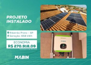 Energia Solar em Ribeirão Preto/SP. Projeto desenvolvido e realizado pela MABIN, com capacidade instalada de 6,11kWp.
