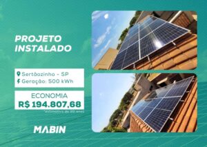 Energia Solar em Sertãozinho/SP. Projeto desenvolvido e realizado pela MABIN, com capacidade instalada de 4,23kWp.
