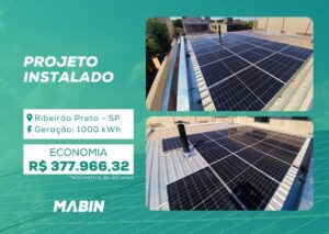 Energia Solar em Riberão Preto/SP. Projeto desenvolvido e realizado pela MABIN, com capacidade instalada de 9,40kWp.