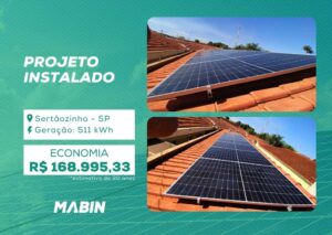 Energia Solar em Sertãozinho/SP. Projeto desenvolvido e realizado pela MABIN, com capacidade instalada de 4,52kWp.
