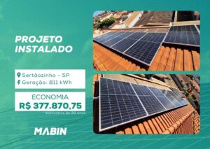 Energia Solar em Sertãozinho/SP. Projeto desenvolvido e realizado pela MABIN, com capacidade instalada de 7,02 kWp.