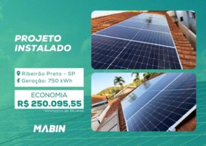 Energia Solar em Ribeirão Preto/SP. Projeto desenvolvido e realizado pela MABIN, com capacidade instalada de 6,66 kWp.