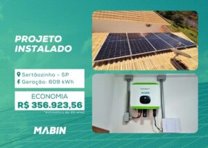 Energia Solar em Sertãozinho/SP. Projeto desenvolvido e realizado pela MABIN, com capacidade instalada de 5,265 kWp.