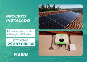 Energia Solar em Ribeirão Preto/SP. Projeto desenvolvido e realizado pela MABIN, com capacidade instalada de 4,095 kWp.