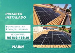 Energia Solar em Sertãozinho/SP. Projeto desenvolvido e realizado pela MABIN, com capacidade instalada de 9,945 kWp.