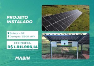 Energia Solar em Bofete/SP. Projeto desenvolvido e realizado pela MABIN, com capacidade instalada de 24,86 kWp.