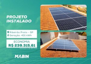 Energia Solar em Ribeirão Preto/SP. Projeto desenvolvido e realizado pela MABIN, com capacidade instalada de 3,51 kWp.