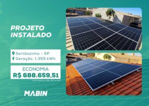 Energia Solar em Sertãozinho/SP. Projeto desenvolvido e realizado pela MABIN, com capacidade instalada de 11,87 kWp.