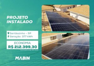 Energia Solar em Sertãozinho/SP. Projeto desenvolvido e realizado pela MABIN, com capacidade instalada de 3,51 kWp.