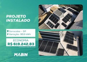 Energia Solar em Sorocaba/SP. Projeto desenvolvido e realizado pela MABIN, com capacidade instalada de 9,44 kWp.