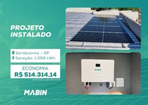 Energia Solar em Sertãozinho/SP. Projeto desenvolvido e realizado pela MABIN, com capacidade instalada de 10,92 kWp.