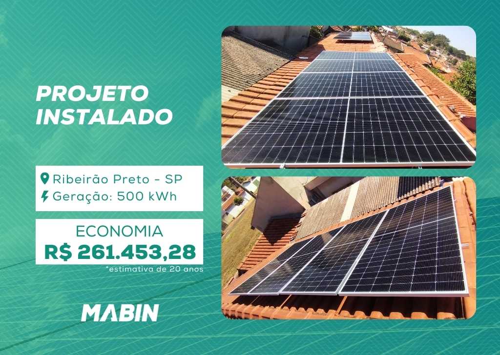 Energia Solar em Ribeirão Preto/SP. Projeto desenvolvido e realizado pela MABIN, com capacidade instalada de 4,52 kWp.