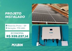 Energia Solar em Ribeirão Preto/SP. Projeto desenvolvido e realizado pela MABIN, com capacidade instalada de 7,48 kWp.