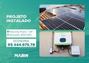 Energia Solar em Ribeirão Preto/SP. Projeto desenvolvido e realizado pela MABIN, com capacidade instalada de 8,40 kWp.