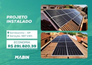 Energia Solar em Sertãozinho/SP. Projeto desenvolvido e realizado pela MABIN, com capacidade instalada de 5,65 kWp.