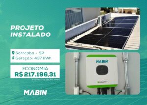 Energia Solar em Sorocaba/SP. Projeto desenvolvido e realizado pela MABIN, com capacidade instalada de 4,095 kWp.