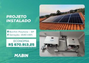 Energia Solar em Bonfim Paulista/SP. Projeto desenvolvido e realizado pela MABIN, com capacidade instalada de 14,95 kWp.