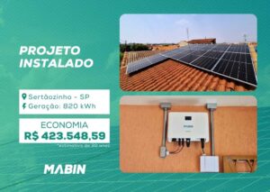 Energia Solar em Sertãozinho/SP. Projeto desenvolvido e realizado pela MABIN, com capacidade instalada de 8,05 kWp.