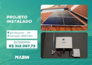 Energia Solar em Sertãozinho/SP. Projeto desenvolvido e realizado pela MABIN, com capacidade instalada de 5,75 kWp.