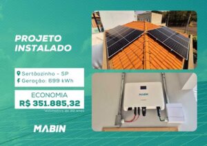 Energia Solar em Sertãozinho/SP. Projeto desenvolvido e realizado pela MABIN, com capacidade instalada de 6,325 kWp.