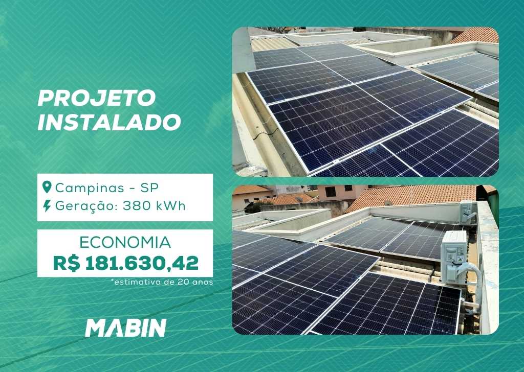Energia Solar em Campinas/SP. Projeto desenvolvido e realizado pela MABIN, com capacidade instalada de 4,03 kWp.