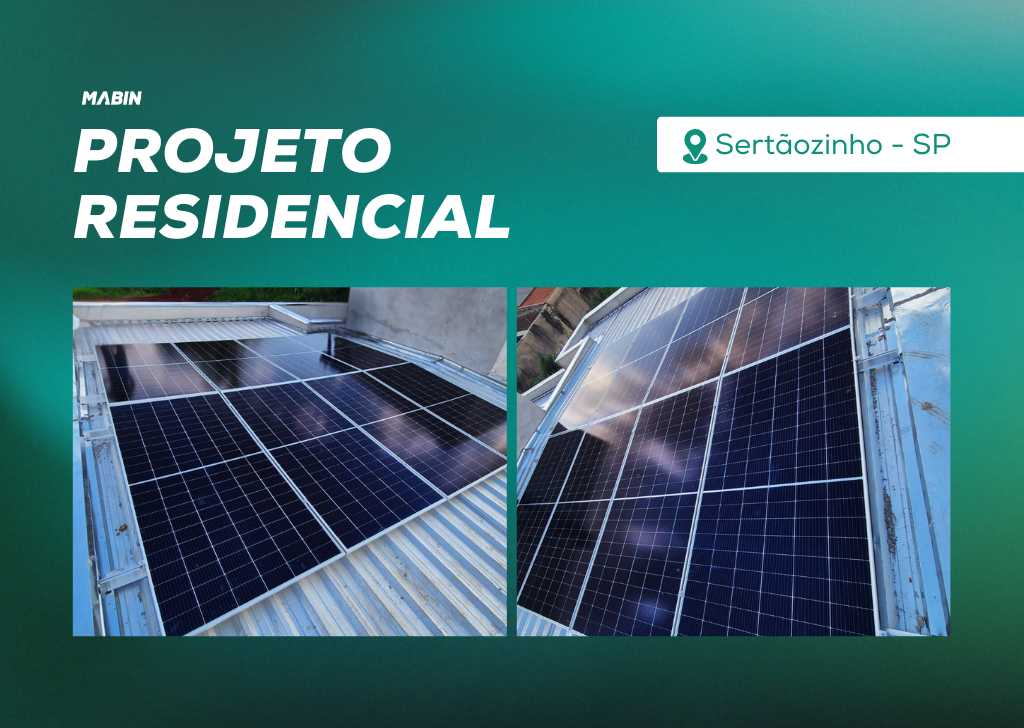 Energia Solar em Sertãozinho/SP. Projeto desenvolvido e realizado pela MABIN, com capacidade instalada de 4,60 kWp.